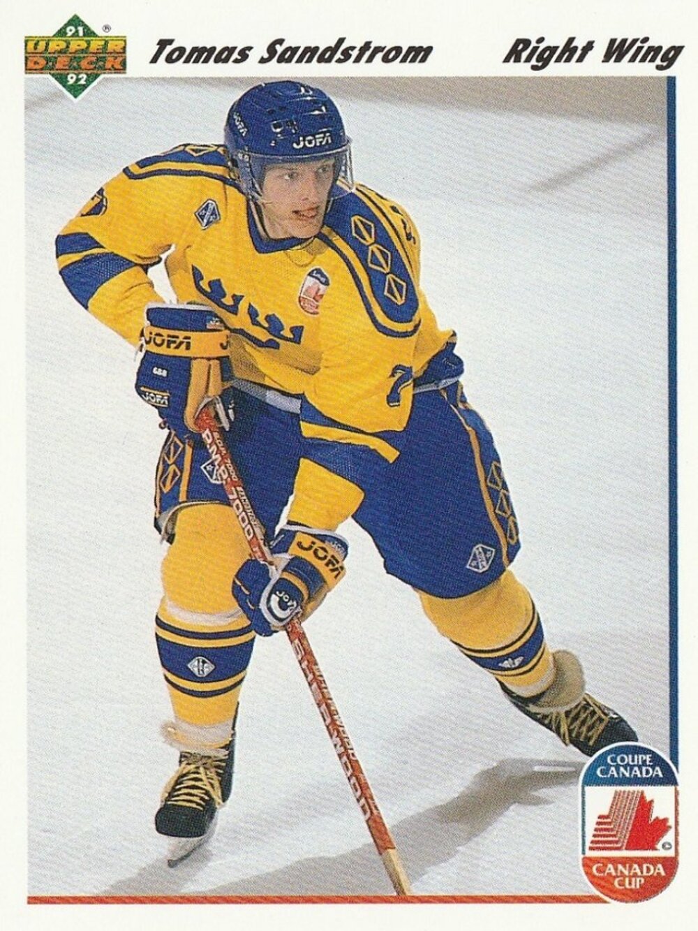 Tomas Sandstrom - 91/92 Upper Deck Canada Cup Hockey Card